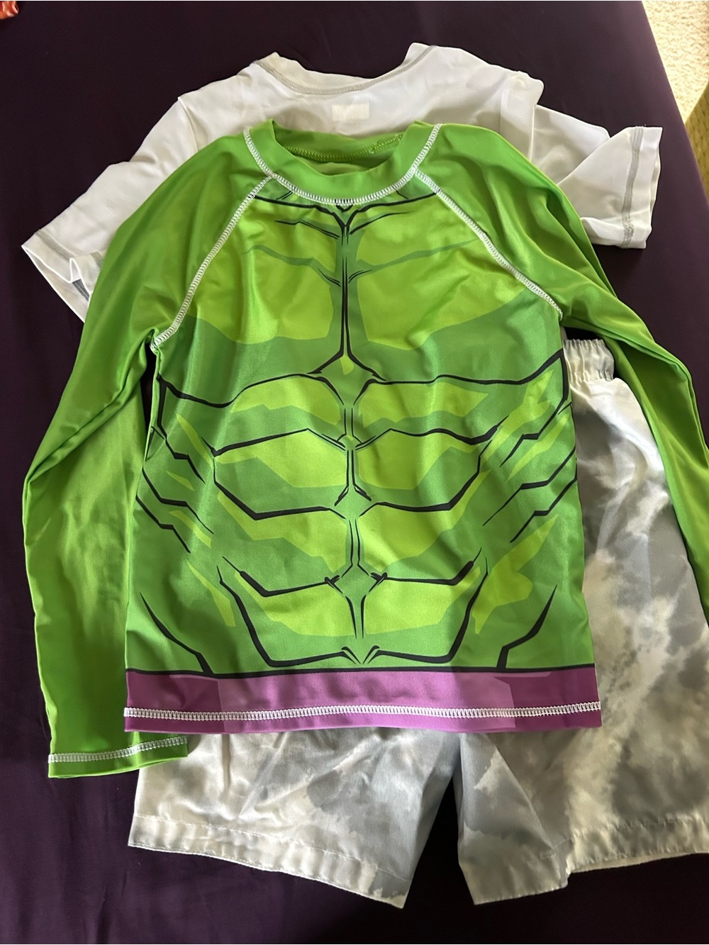 Hulk and Marvel boys swim set 5T and 8 but fit similarly